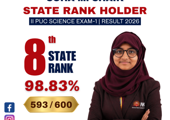 NKEF Student Soha Mujahid Shaik Secures 8th Rank in State in II PUC Exam-1 2026