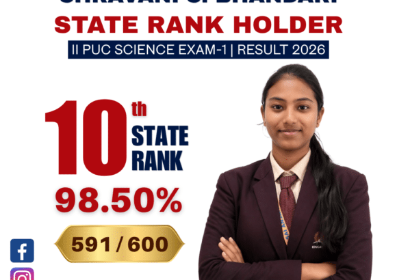 Shravani Somanath Bhandari, Student of NK Education Foundation, Secures 10th Rank in State in II PUC Exam-1