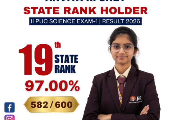 Anvita Raghavendra Shet, Student of NK Education Foundation, Secures 19th Rank in State in II PUC Exam-1