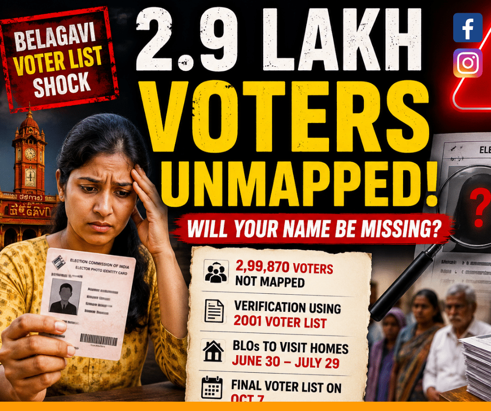 Nearly 3 Lakh Belagavi Voters Yet to Be Mapped; Concerns Grow Over Electoral Roll Revision